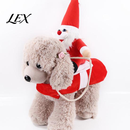 Funny Christmas Pet Gift Santa Rider Dog Costume, Outfit, Adjustable Closure, Festival Small Outfit Apparel for To Medium Dogs, Holiday Party Cosplay,