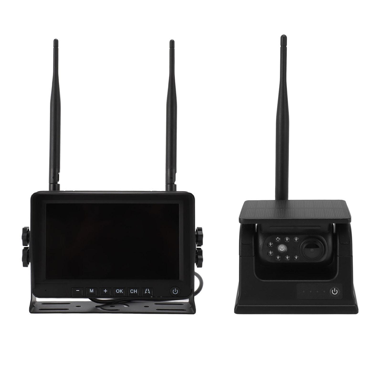 

Солнечная беспроводная камера заднего вида IP69 водонепроницаемая 1080P 7-дюймовый IPS экран ночное видение 9600 мАч