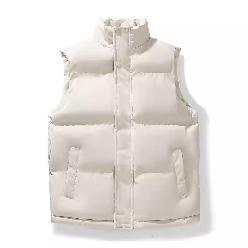 

Men s Autumn/Winter Cotton Vest: Solid Color, Stand Collar, Casual and Versatile. L бежевий