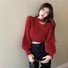 Pure Desire To Hang the Neck Red Knitted Sweater Women's Autumn and Winter with High Waist Sweater High-end Careful Machine Chic Short Style