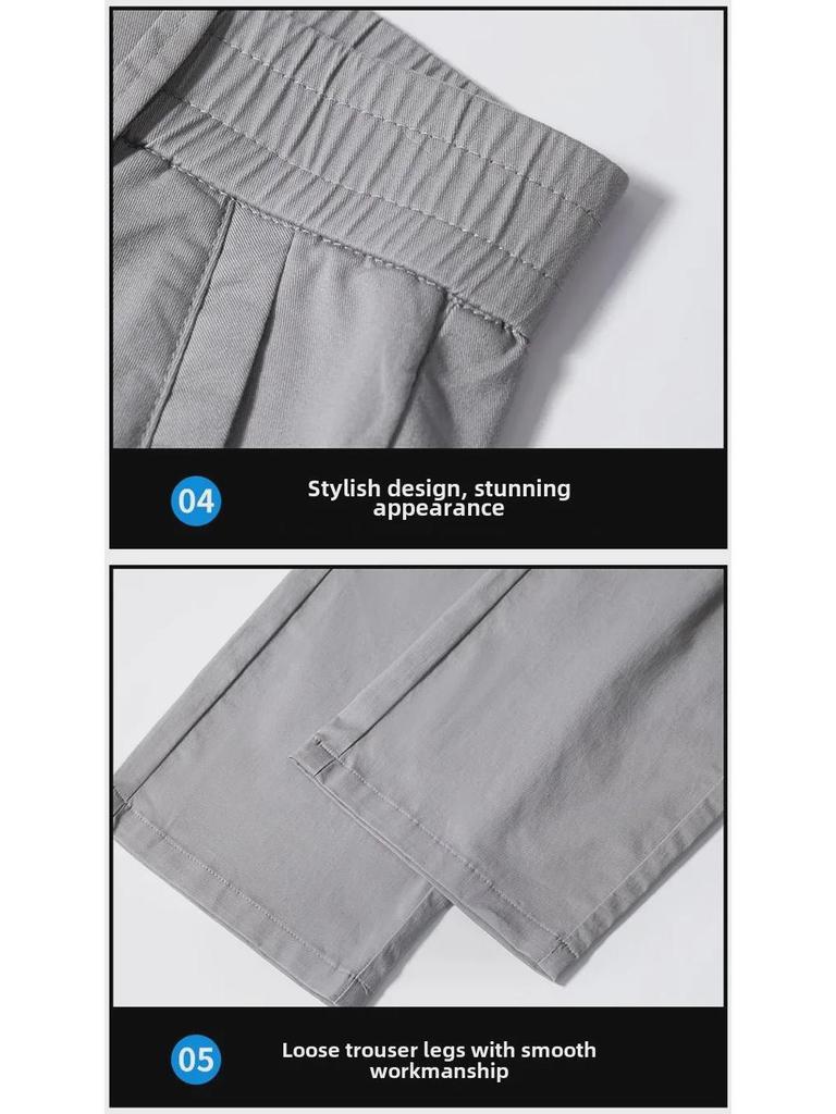 Sommer 2025 Herren Dünne Baumwolle Lässige Hose mit geradem Bein und elastischem Bund - Große Größe
