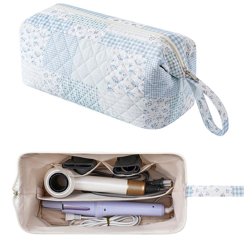 Large Capacity Hair Dryer Storage Bag, Quilted Portable Handheld Travel Case for Curling Iron, Multi-purpose Organizer Pouch KTB