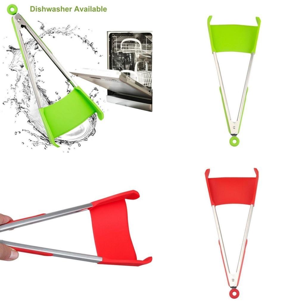 Red Green Silicone Food Clip Kitchen Utensil 9 12 Inch Clamp Anti-slip Bread Bbq Clip