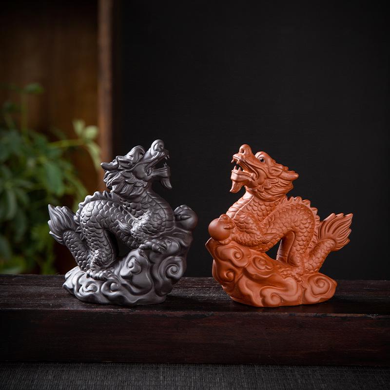 Purple Clay Zodiac Animal Horse Tea Pet Ornament – Cute, Creative Tea Table Dragon Mascot Decoration