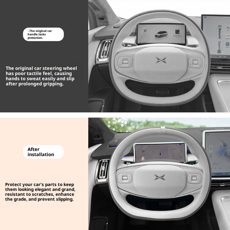 Per Coprivolante XPeng P7+ G6 Pelle Nappa Copertura Completa Colore Auto Originale Presa Antiscivolo Modifica Interni