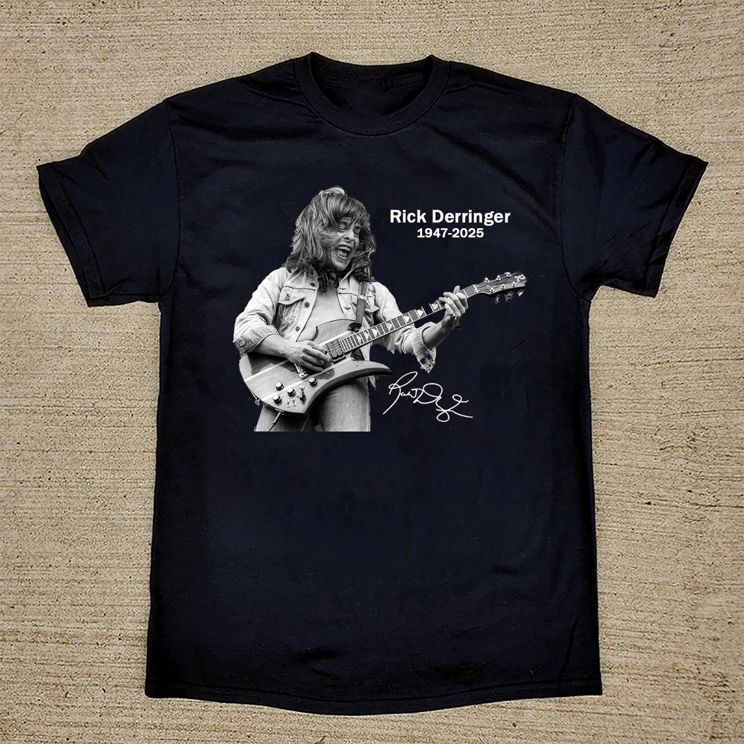 Legend Rick Derringer 1947-2025 Signature T Shirt Black All Size AL820 Unisex T-Shirt XL