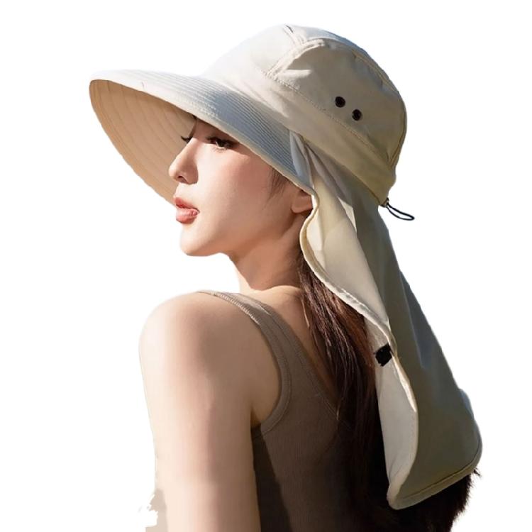 Women Sun Hat Bucket Hat with Large Shawl for Travel Hiking Shopping
