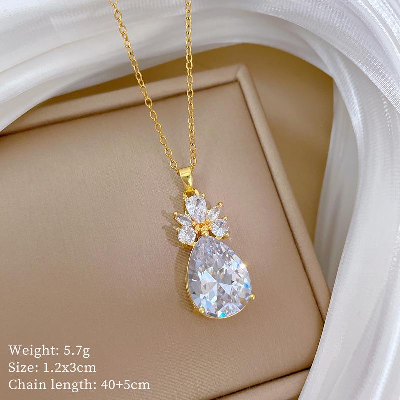 Multi-Element Style Copper Micro-Inlaid Necklace Combination Female Real Gold Electroplated Exquisite Collarbone Chain