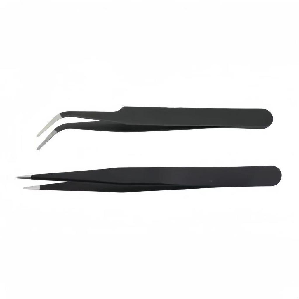 6-Piece Precision Tweezers Set: Yellow Bag for Hair Removal & Eyelash Extensions