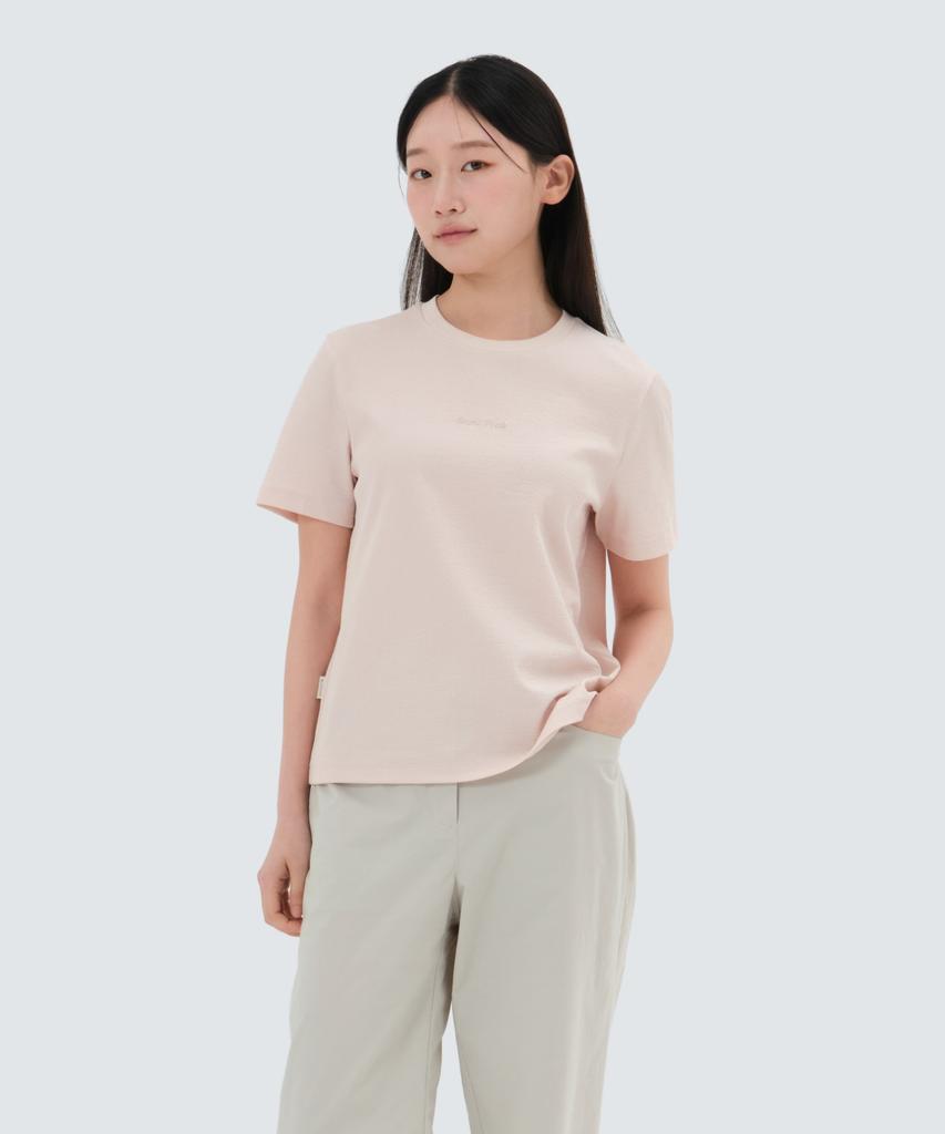 SNOWPEAK APPAREL Ribbed Women'S Regular Fit Short Sleeve T-Shirt (S25Mwfts39) Light Coral