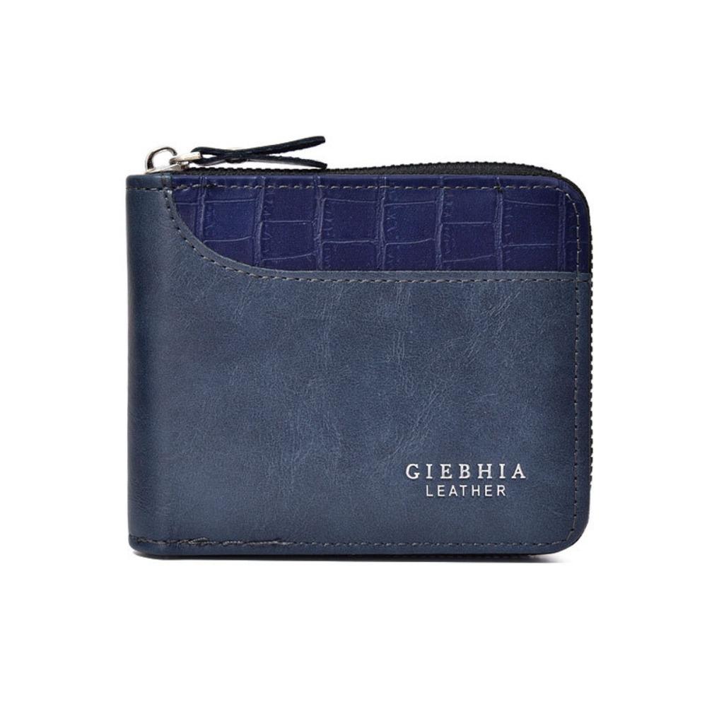 

Короткий кошелек на молнии из ПУ, складной держатель для ID-карт, креативный деловой клатч, для путешествий тёмно-синий