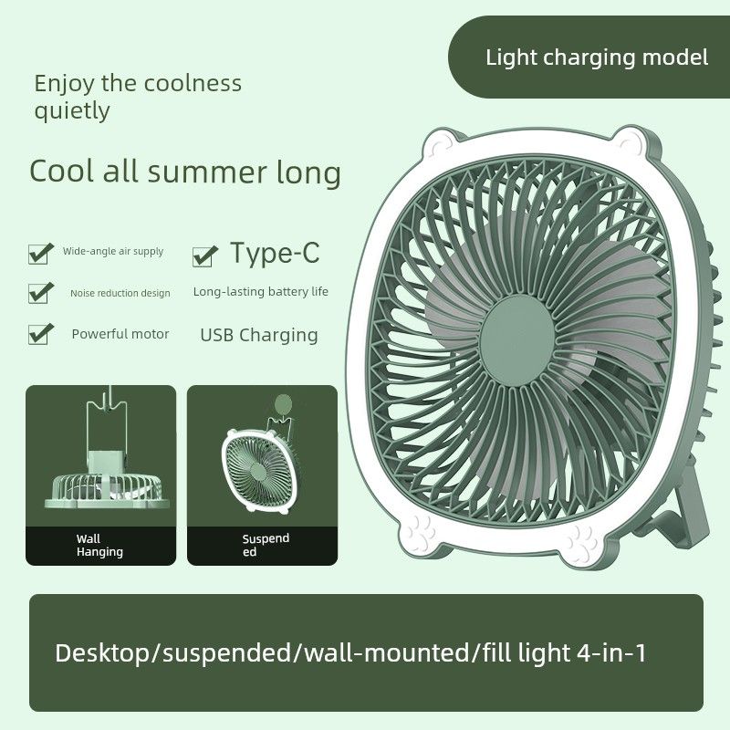 Summer Kitchen Cooling Toilet Wall-Mounted Fan, No Drilling, No Electricity Needed, Portable Silent Hanging Small Electric Fan for Dormitory