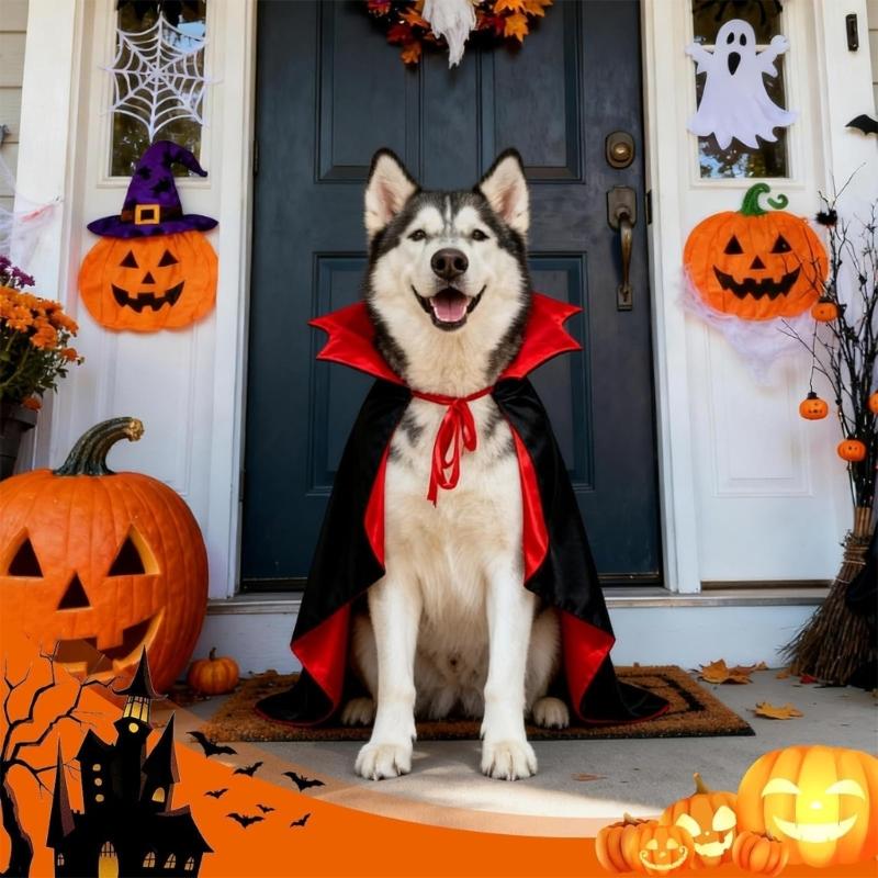Holiday Pet Vampires Cloak Halloween Pet Costume With Adjustable Neck Tie For Small To Large Dog Festival Dressingup Capes