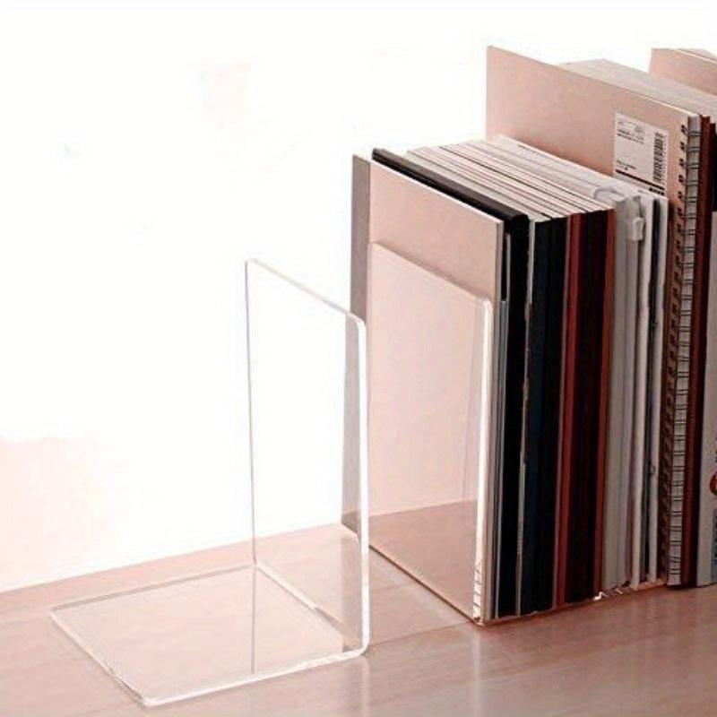Transparent Acrylic Bookends: Modern L-Shaped Desk Bookends for Organizing Your Space
