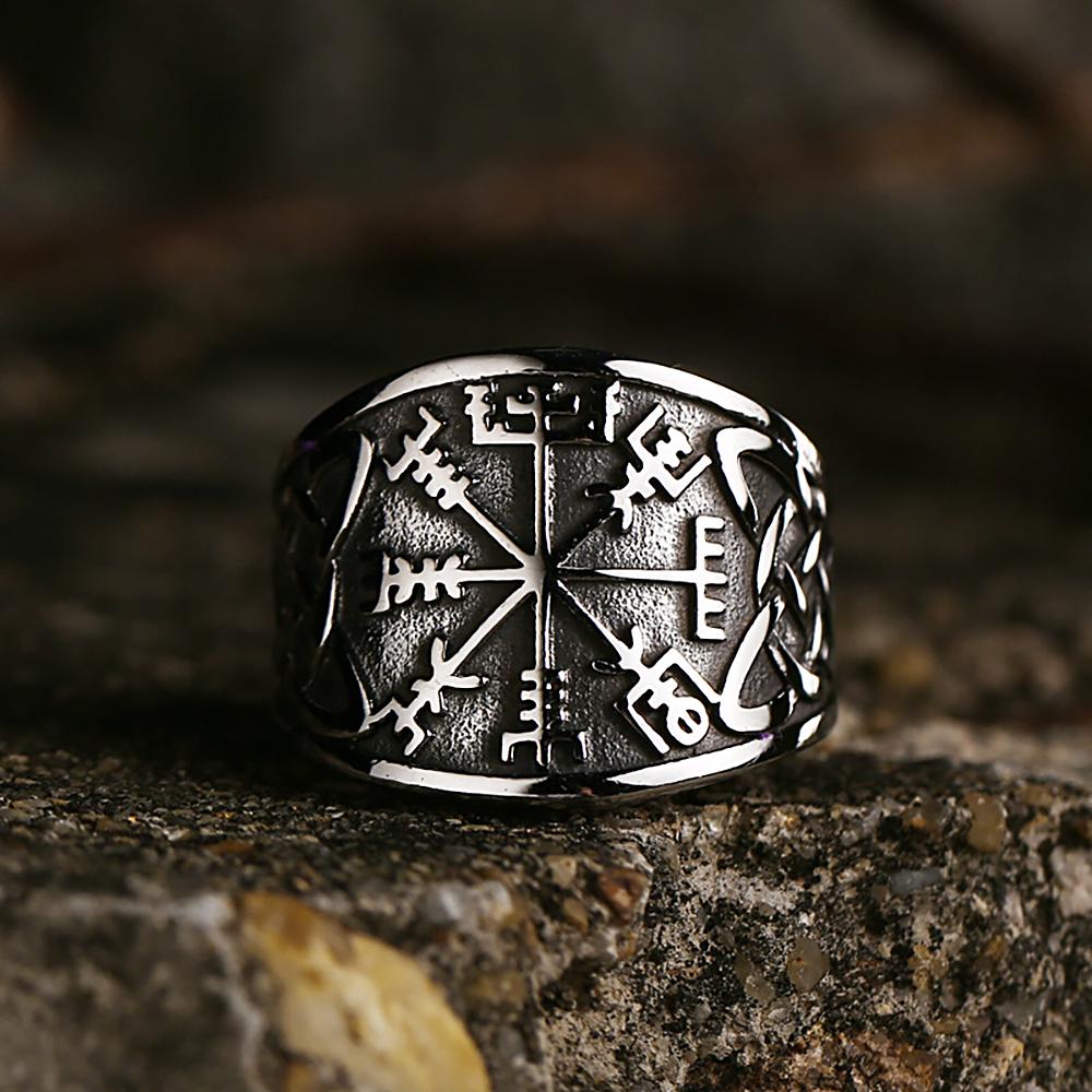 Vintage Nordic Viking Compass Rings Stainless Steel Punk Viking Celtics Knot Ring for Men Biker Amulet Jewelry Gift Dropshipping