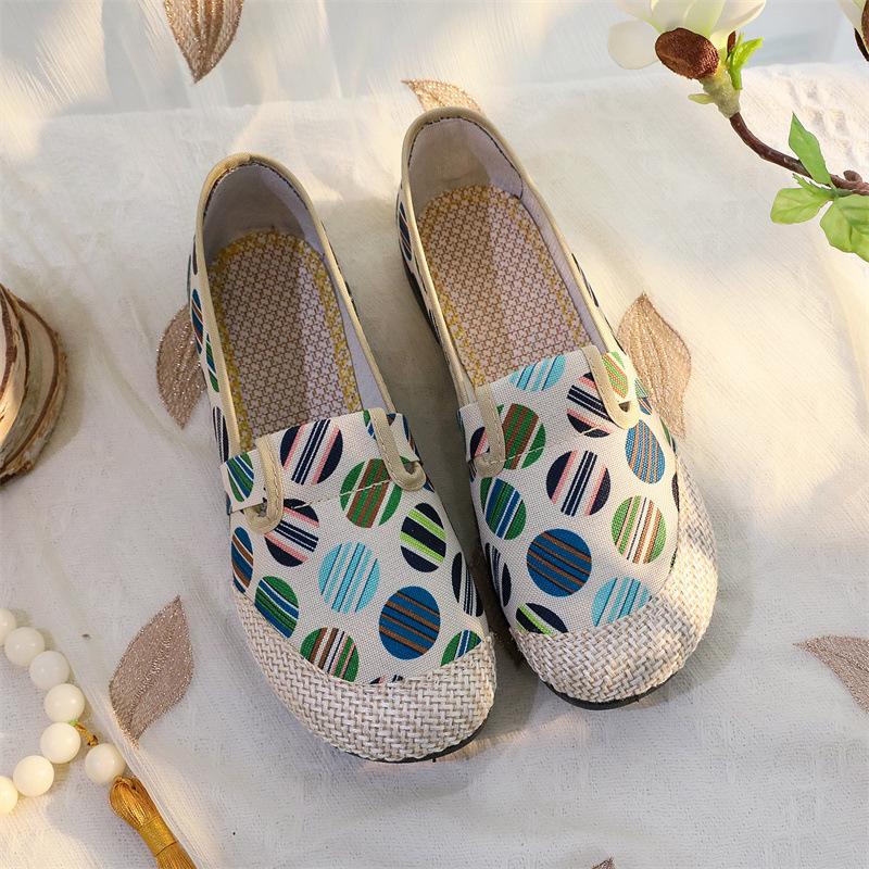 Women's Canvas Shoes Ethnic Old Beijing Cloth Shoes Linen Soft Soled Single Shoes Mother's Shoes