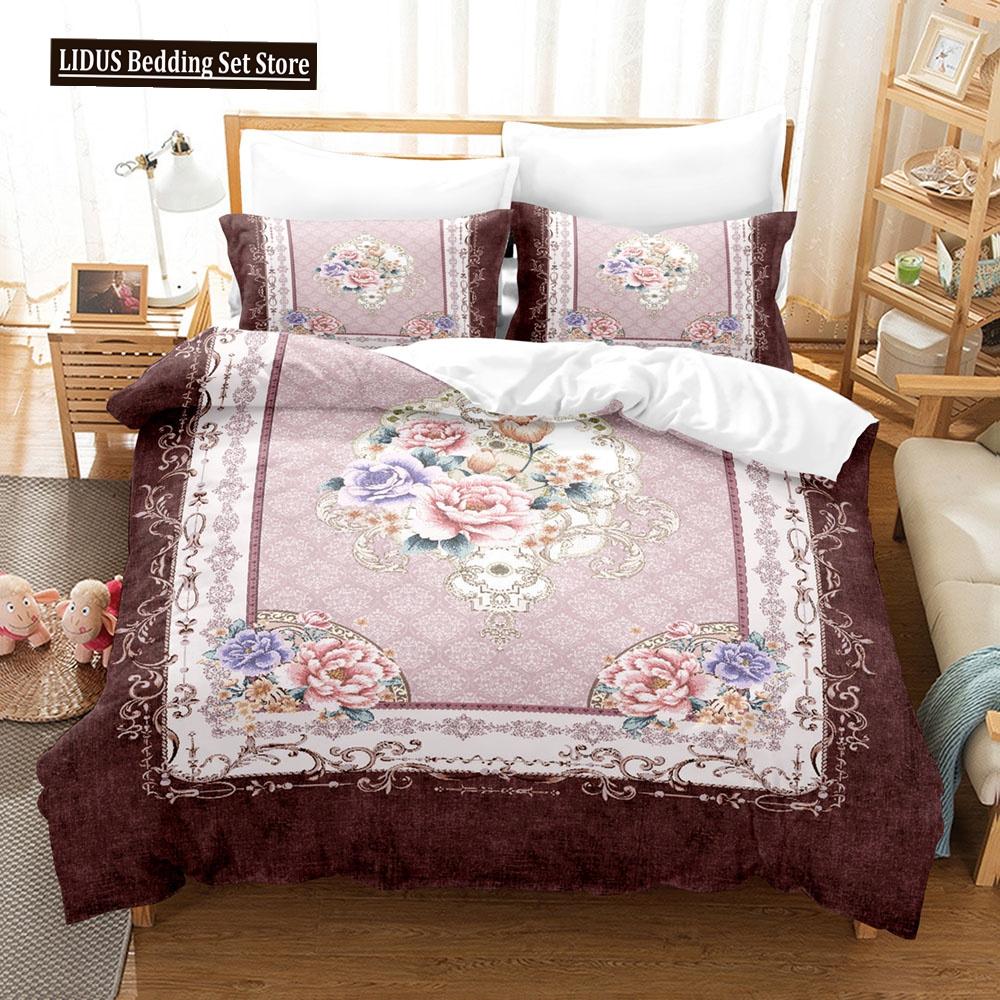 

Flower Duvet Cover Set Colourful Flower 3D Print King Queen Full Size Polyester Comforter Cover With Pillowcases For Girl Kid EU single(135x200cm)