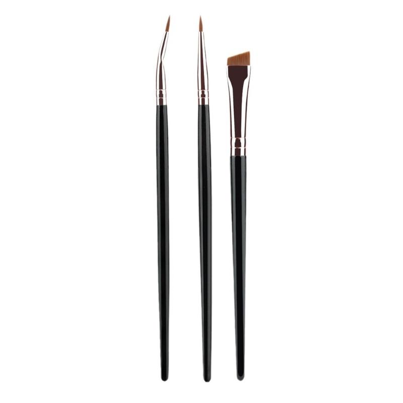 3pcs Fine Tip Angled Eyeliners Brushes With Wood Handle Makeup Brush For Detailed Looks Suitable For Various Occasion