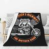 Custom 3D Print Motorcycle Ride Route 66 Blankets Comfortable Flannel Winter US Numbered Highways Throw Blanket Home Bedroom