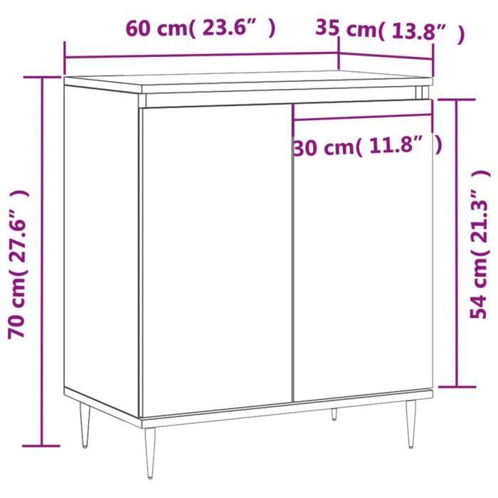 VidaXL Buffet Sonoma gris 60x35x70 cm Bois d'ingénierie 827154