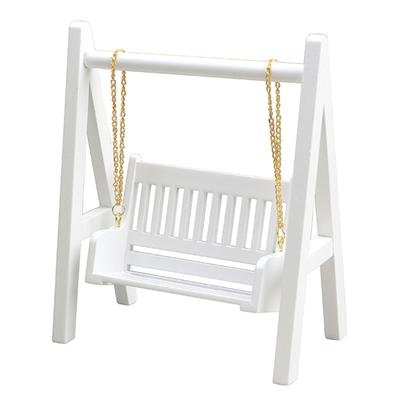 1/12 Domeček pro panenky Miniaturní nábytek Mini Houpačka Bílá Terasa Houpačka Role pro Hru Hračka Dospělý pro Model Scény Hry