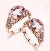 Elegant Rose Gold Color Crystal Flower Wedding Rings For Women Jewelry Accessories
