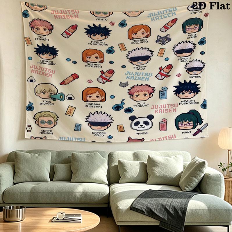 Jujutsu Kaisen Wall Tapestry Aesthetic Wall Hanging Printed Fabric Blanket Decorative Tapestries For Bedroom Living Room Home Decor