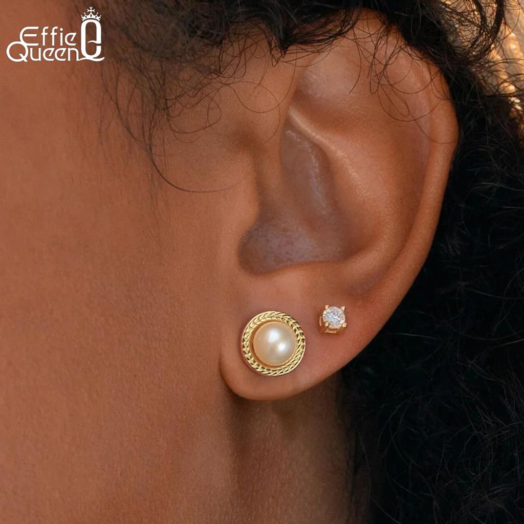 Effie Queen Retro Süßwasserperlenohrringe S925 Sterling Silber Einfaches Temperament Luxus Designer Hochzeitsschmuck Geschenke GPE98