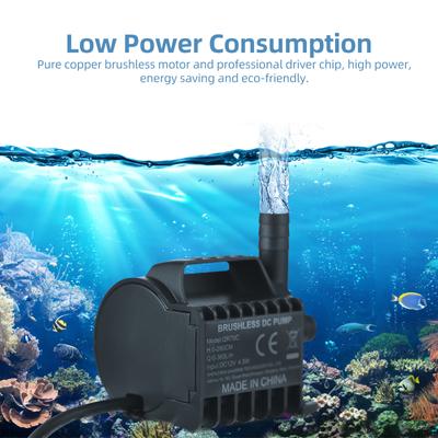 Dränkbar 12V vattenpump elektrisk 360L/H liten fontänpump med max 9,2 fot lyft, 6,5 fot DC hona