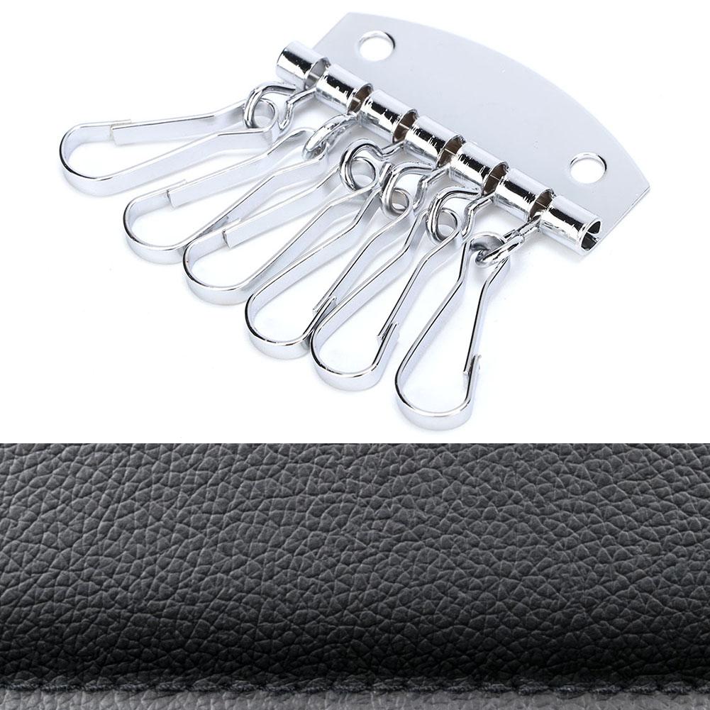 Key Row Wallet Leather Bag Hardware Key Ring Row Organizer Holder 6 Hooks Clasp Clip (Silver)