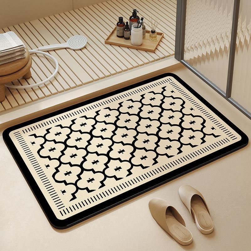 Cream Wind Diatom Mud Floor Mat Bathroom Water-Absorbing Quick-Drying Floor Mat Household Bathroom Door Non-Slip Easy To Take Care Of Floor Mat