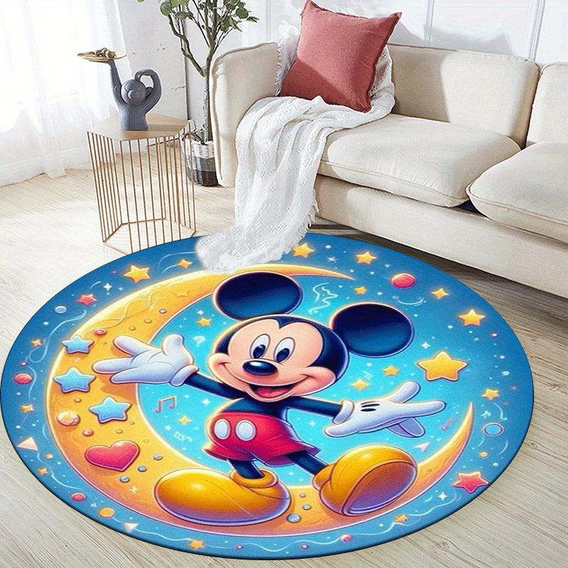 1pc Mickey Round Area Rug,Non Slip,Machine Washable Polyester Carpet for Living Room,Bedroom Decor