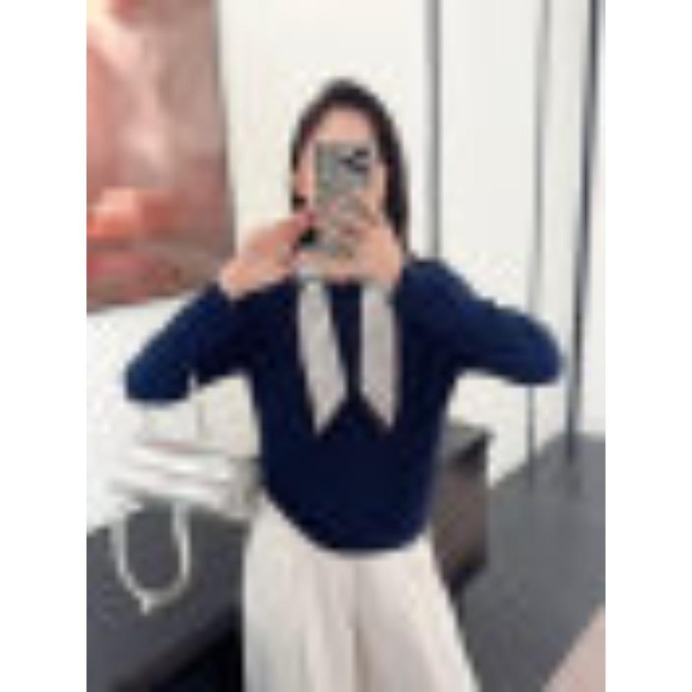 This Autumn's New Design-sense Knitted Base Layer Sweater Is Slimming and Conceals Flaws. It's A Versatile POLO Collar Long-sleeved Sweater for Women