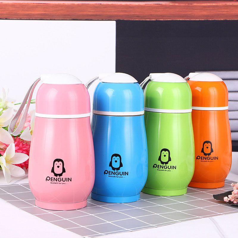 Stainless Steel Lovely Penguin Vacuum Cup Thermos Bottle Flask Cup Kids Mug