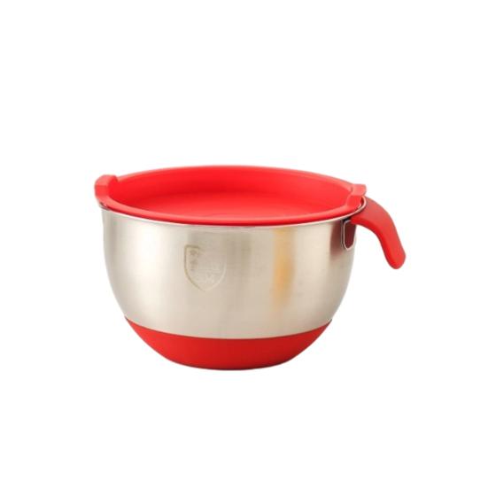 Stainless Steel Mixing Bowl with Handle And Pour Spout Metal Nesting Bowl with Non-Slip Bottoms for Kitchen Mix Cook Bake Prep