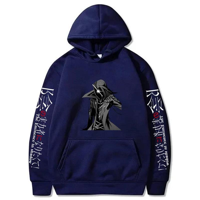 Anime The Eminence In Shadow Printed Hooded Men Casual Harajuku Streetwear Long Sleeve Fleece Autumn Winter Sweatshirts
