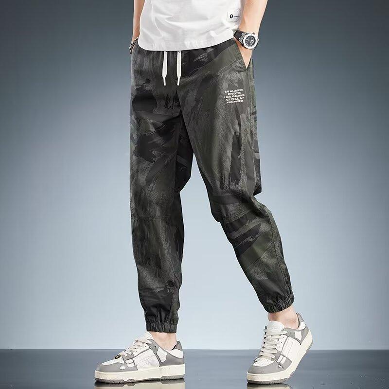 

Summer camouflage pants men s trendy overalls retro loose leggings Harlan pants casual pants 4XL зелёный