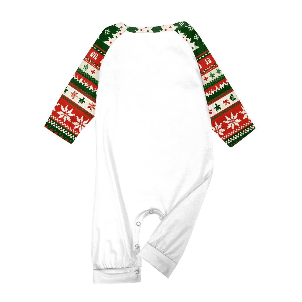 Family Matching Christmas Print Long Sleeve Neck Set with Pants for Kids and Adults