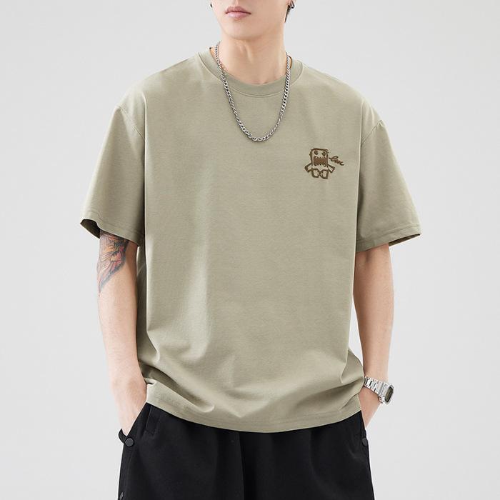 

260 г Тяжелая японская свободная футболка с коротким рукавом из ледяного шелка Мужская летняя повседневная с принтом M