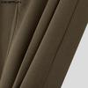INCERUN Men High Waist Zipper Straight Pants Solid Casual Loose Long Trousers