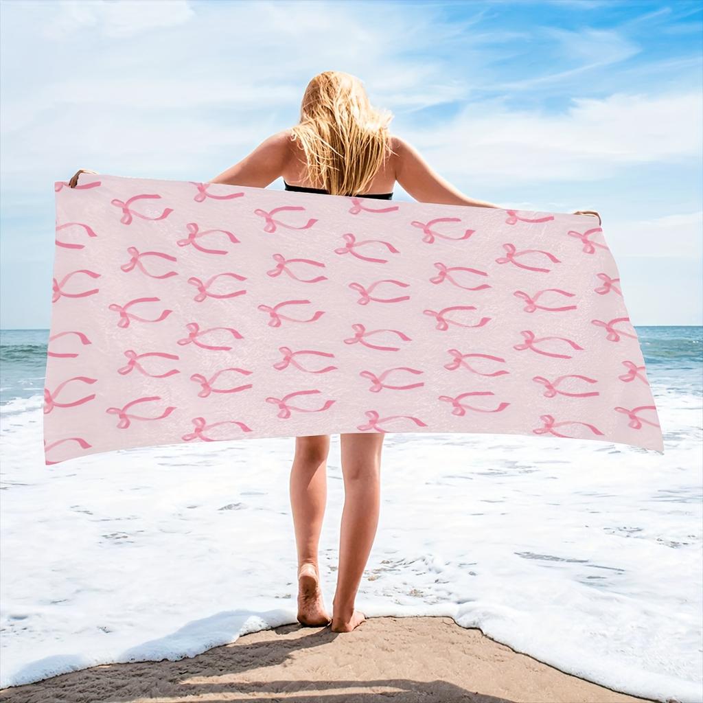 Rosa Schleife Badebecken Strandtuch - Superweiches saugfähiges Handtuch Perfektes Geschenk für weibliche Freunde