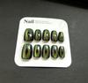 10Pcs Green Cat Eye Short Press On Nails Handmade Punk Fake Nail Tips Acrylic False Nails