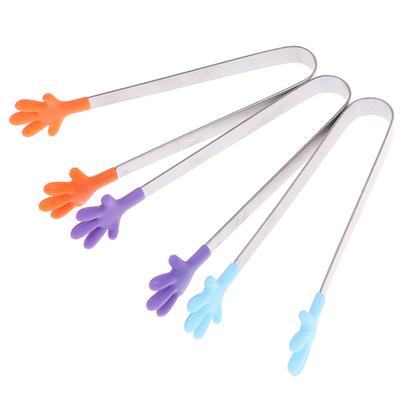 Silicone Stainless Steel Cooking Kitchen Ice Tong Food Bbq Salad Hand Clip