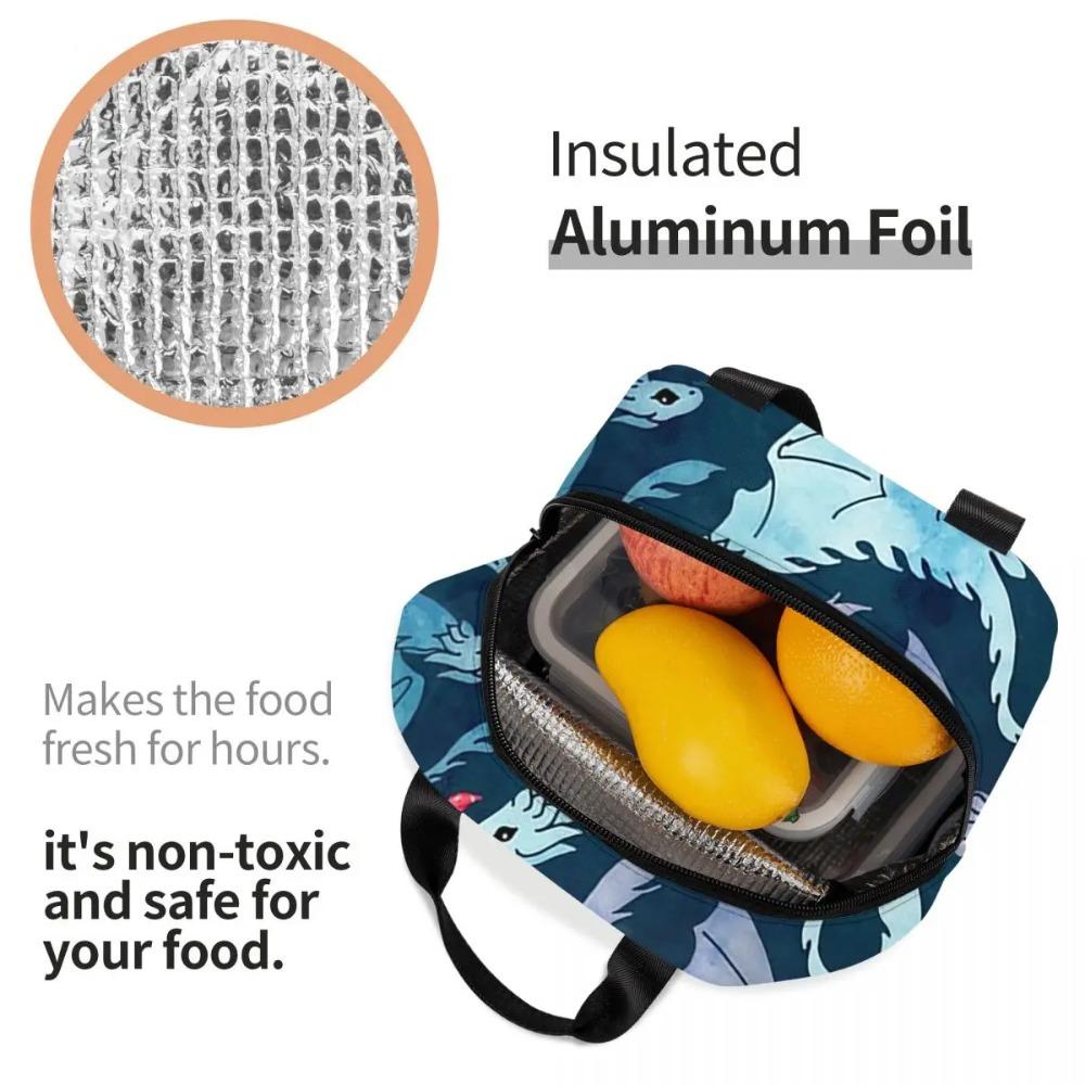 Dragon Red Moon Pattern Insulated Lunch Bag for Kids School Cooler Thermal Food Box Tote Leakproof Lunch Boxes Container