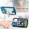 For iPhone 16 Case Kickstand Leather Coated TPU Pattern Back Cover