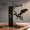 Stabiler Eisen Buchstütze Magisch Schwebender Drache Bücherregal Lampe, Warmes LED Nachtlicht, Fantasy Magie Statue Dekor LeseEcke Dekor, Einzigartiges Geschenk für