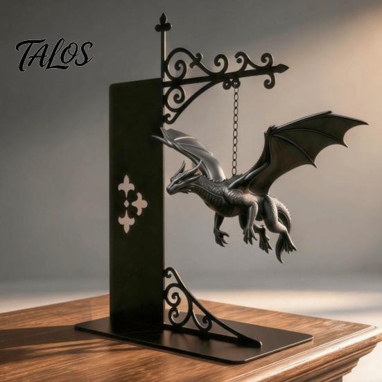 Stabiler Eisen Buchstütze Magisch Schwebender Drache Bücherregal Lampe, Warmes LED Nachtlicht, Fantasy Magie Statue Dekor LeseEcke Dekor, Einzigartiges Geschenk für