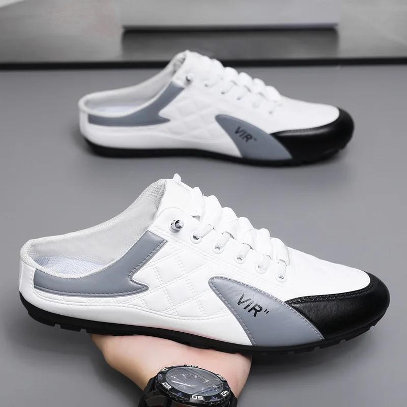 

Мода Мужская Мода Мягкая подошва Полушлепанцы Мужские Модные Повседневные Туфли Мягкая Подошва Нескользящая Обувь Новая Уличная Обувь для Ходьбы Zapatos Hombre 44 белый