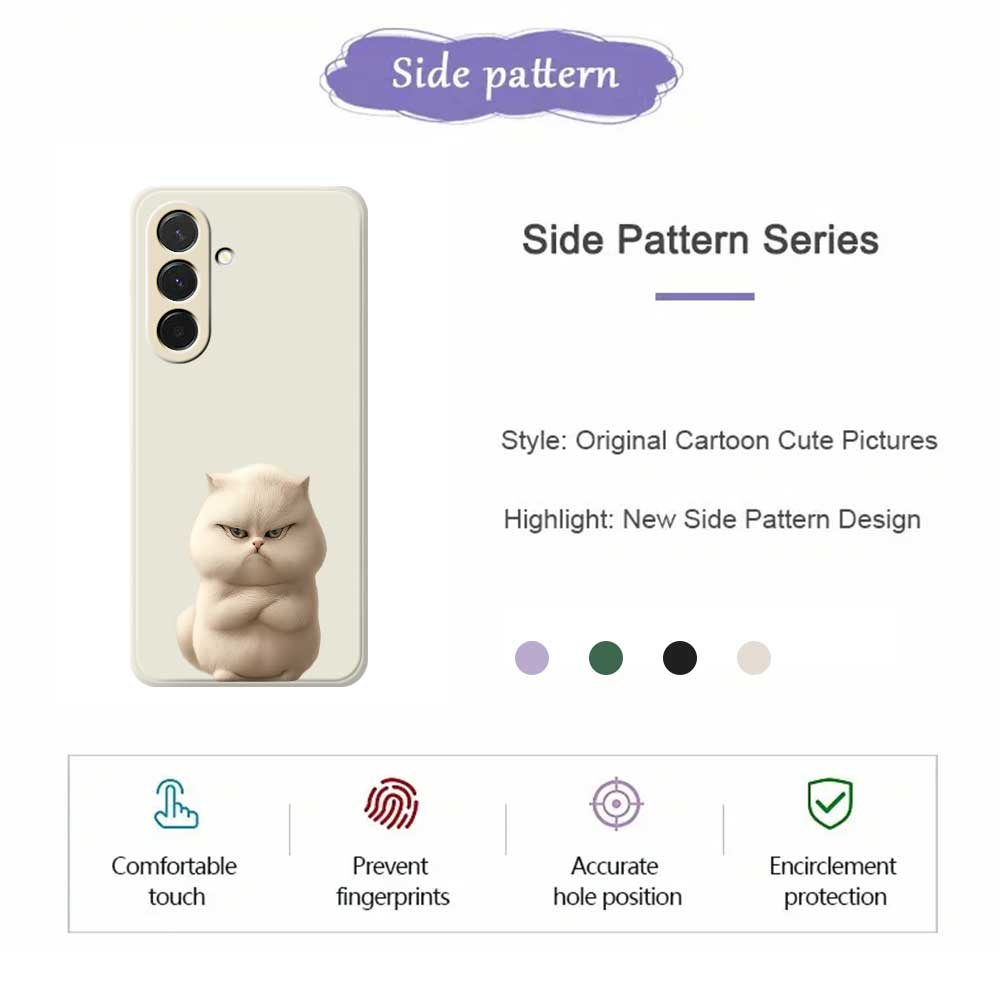 For Samsung Galaxy A36 5G Case Angry Cat Pattern Printing Straight Edge TPU Phone Back Cover