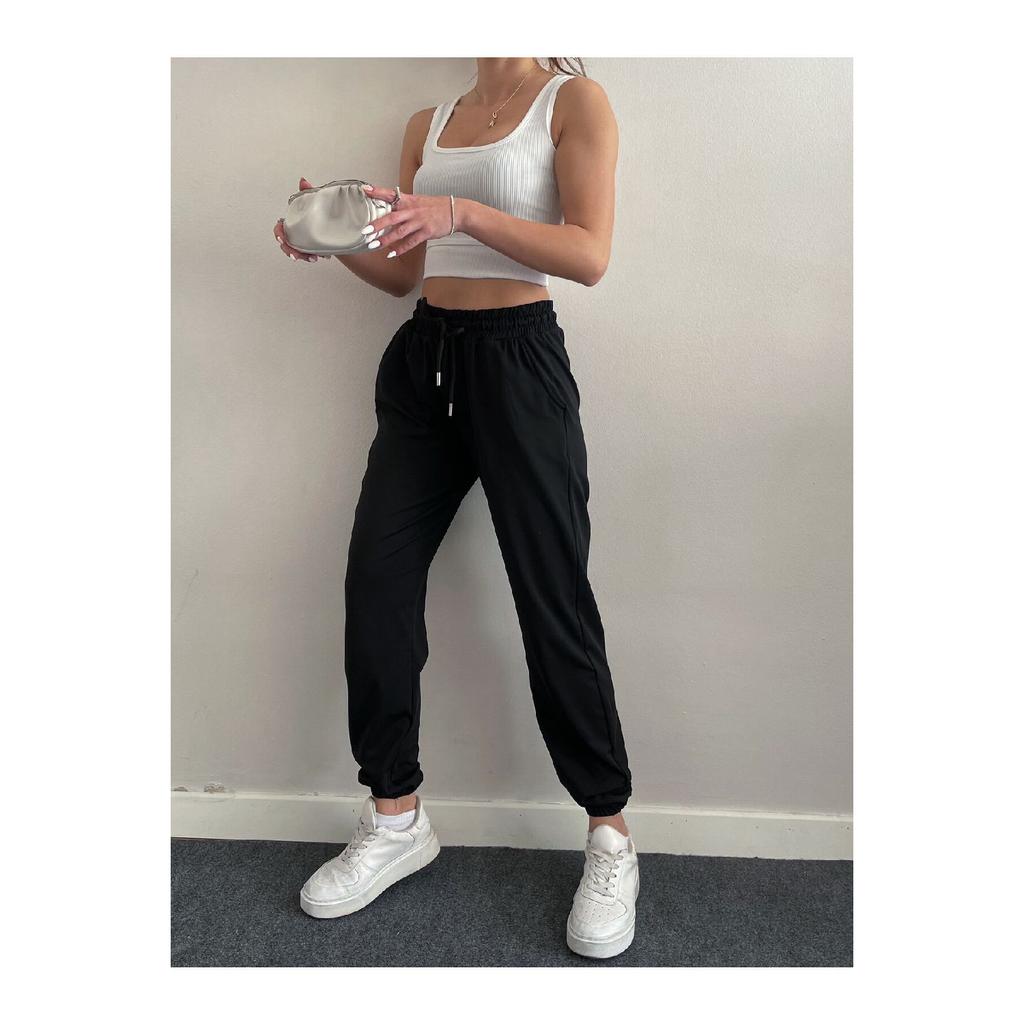 Female Diver Fabric Winter Polar Jogger Jogger High Waist Pocket Black Tracksuit Six